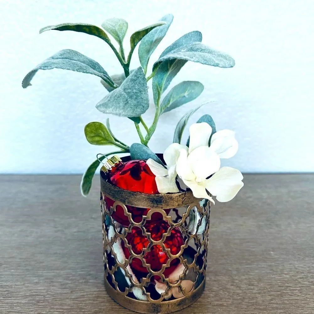 Holiday Glam Gold Metal Vase Floral Filler Decor